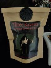 Load image into Gallery viewer, Three Ravens ~ Morrigan Devotional Tea ~ Ritual Tea ~ Sovereignty ~ Strength ~ Victory ~ Wisdom ~ Prophetess ~ Seductress ~ Trickster ~
